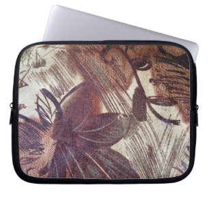 Protection Pour Ordinateur Portable Conception florale marron abstraite 1