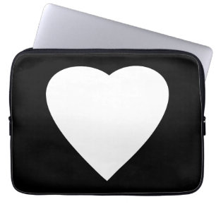 Protection Pour Ordinateur Portable Conception noire et blanche de coeur d'amour