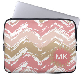 Protection Pour Ordinateur Portable Coral Spice Scribble ZigZag Chevron Motif