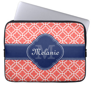 Protection Pour Ordinateur Portable Coral What Marocain Motif Marine Monogramme