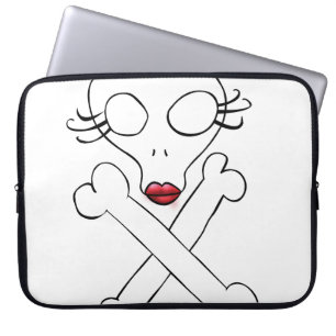 Protection Pour Ordinateur Portable Crâne Alien Féminin Mignon Os Croisés