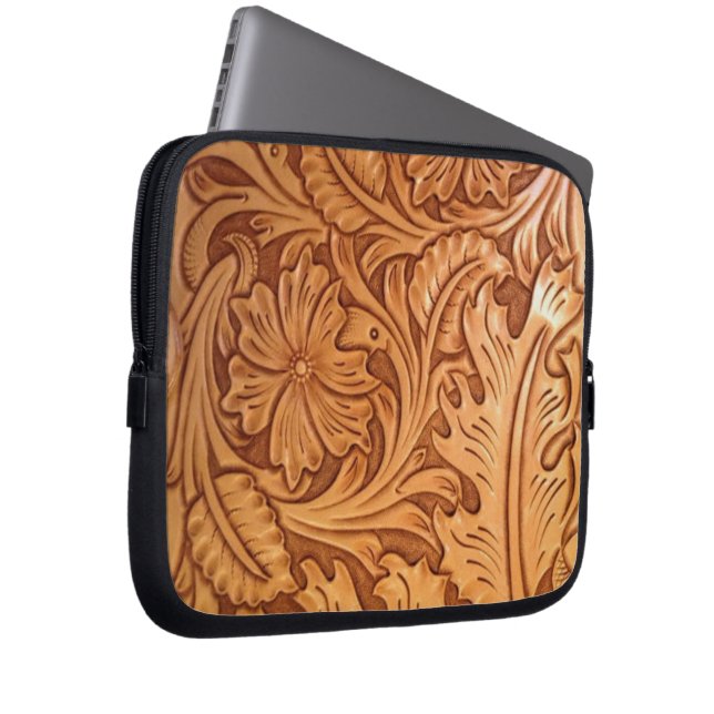 Protection Pour Ordinateur Portable Cuir rustique brun de l'Ouest (Devant droit)