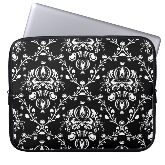 Protection Pour Ordinateur Portable Damas noir et blanc (Devant)