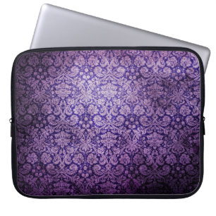 Protection Pour Ordinateur Portable Damassé florale pourpre vintage