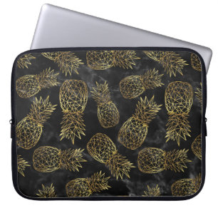 Protection Pour Ordinateur Portable Design géométrique moderne d'ananas en or