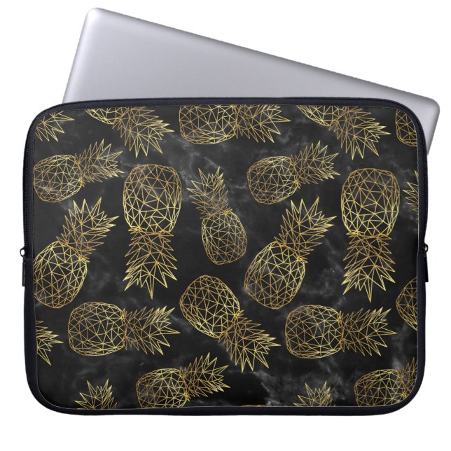 Protection Pour Ordinateur Portable Design géométrique moderne d'ananas en or (Devant)