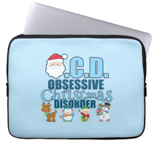 Protection Pour Ordinateur Portable Désordre obsédant de Noël (bleu)