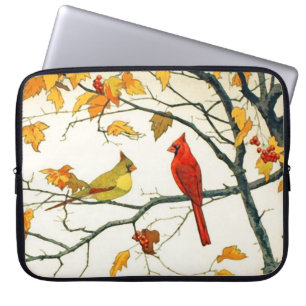 Protection Pour Ordinateur Portable Dessin japonais vintage, cardinaux sur une branche