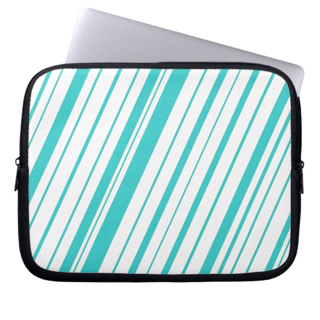 Protection Pour Ordinateur Portable Diagonal Stripe ~ Turquoise (Devant)