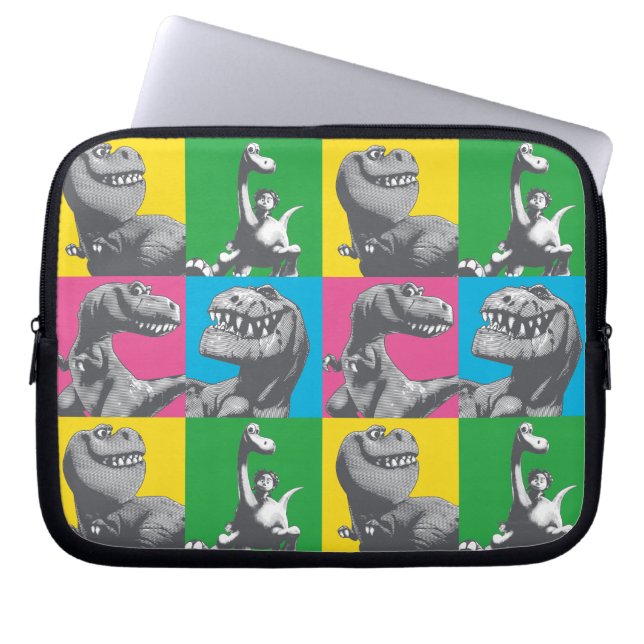 Protection Pour Ordinateur Portable Dino Silhouette Quatre Carrés (Devant)