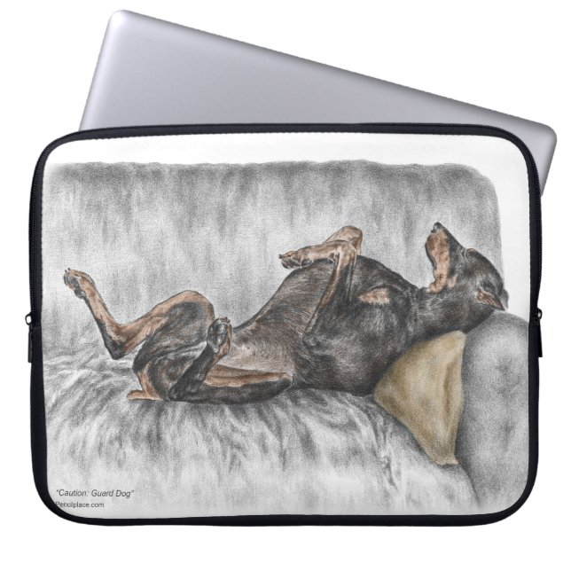 Protection Pour Ordinateur Portable Doberman drôle sur Sofa (Devant)