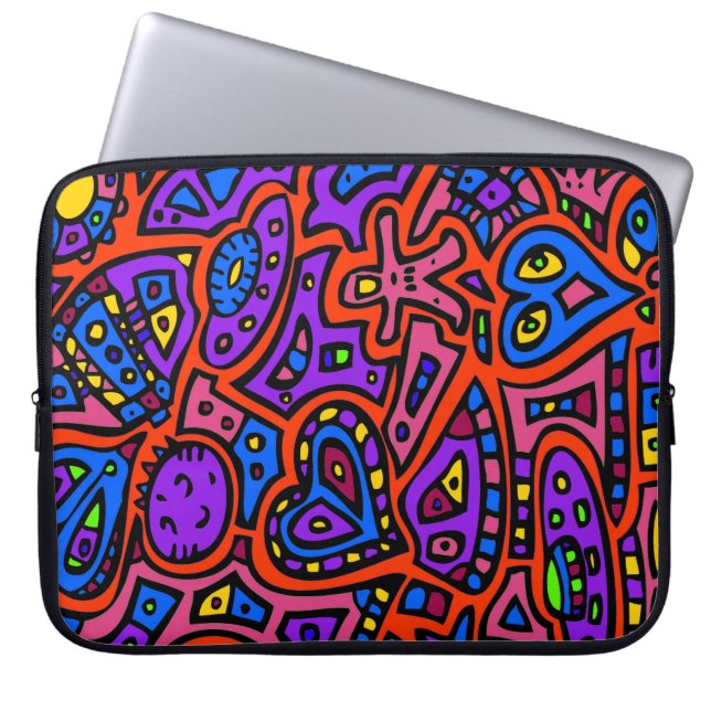 Protection Pour Ordinateur Portable Doodle spatial #3 (Devant)