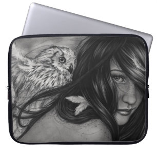 Protection Pour Ordinateur Portable Douille d'ordinateur portable de fille de hibou de