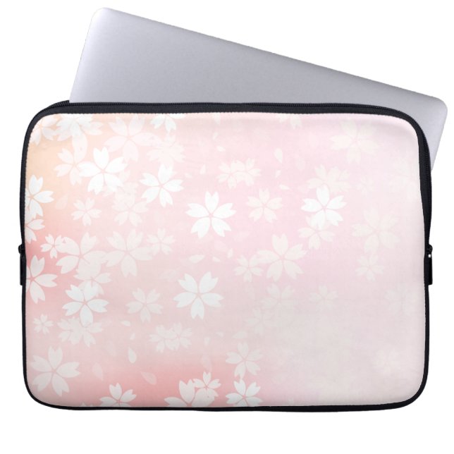 Protection Pour Ordinateur Portable Douille rose/blanche fanée d'ordinateur de fleurs (Devant)