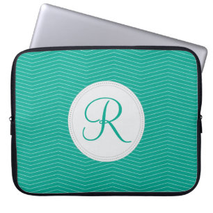 Protection Pour Ordinateur Portable Douille verte d'ordinateur portable de monogramme