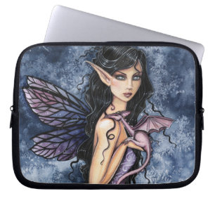Protection Pour Ordinateur Portable Dragon Améthyste Fée Violette Art Fantastique