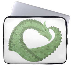 Protection Pour Ordinateur Portable Dragon de coeur vert olive blanc