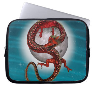 Protection Pour Ordinateur Portable Dragon Lune Rouge Fantastique Artistique