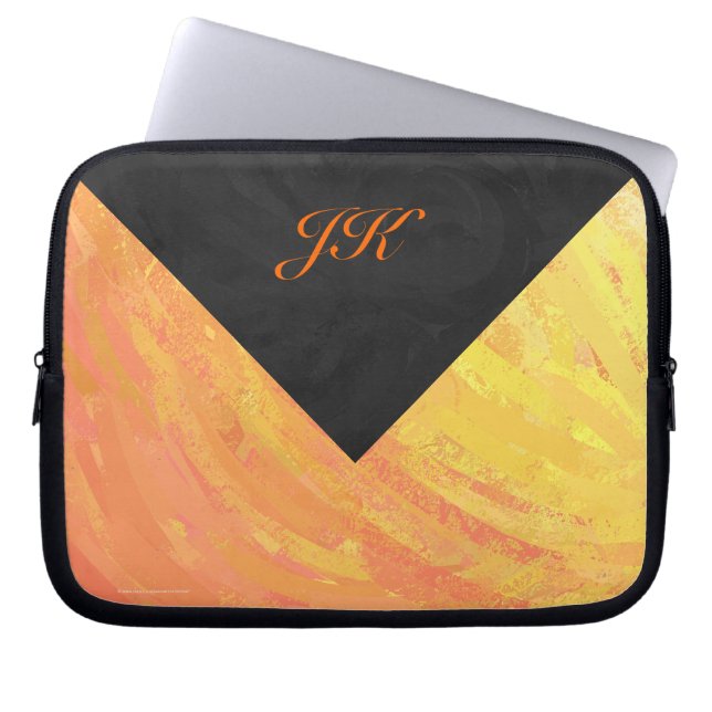Protection Pour Ordinateur Portable Dragons Oeil orange et noir Monogramme (Devant)