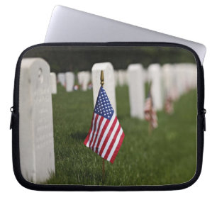 Protection Pour Ordinateur Portable Drapeaux américains sur les tombes de vétérans amé