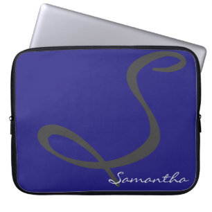 Protection Pour Ordinateur Portable élégant simple moderne chic tendance monogramme bl