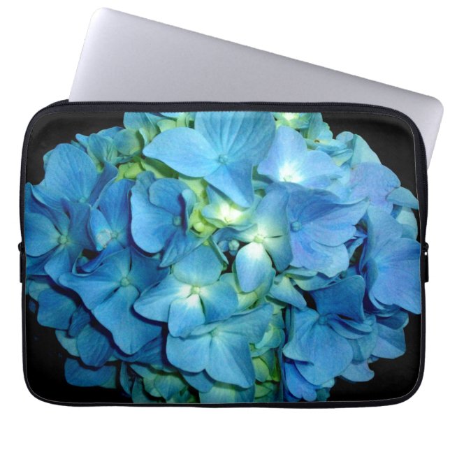 Protection Pour Ordinateur Portable Elégante hydrangée fleurie bleue (Devant)