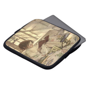 Protection Pour Ordinateur Portable Enfant Vintage lisant un livre, Jessie Willcox Smi