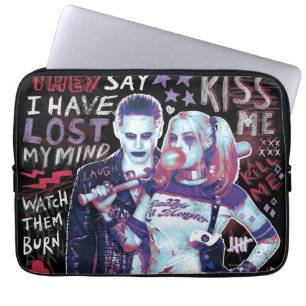 Protection Pour Ordinateur Portable Équipe de suicide   Joker & Harley Typographie Pho