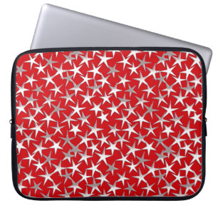 Protection Pour Ordinateur Portable Étoiles argentées sur rouge foncé