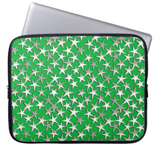 Protection Pour Ordinateur Portable étoiles d'argent sur vert émeraude