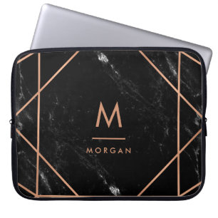 Protection Pour Ordinateur Portable Faux Rose Gold Géométrique   Revêtement de marbre 