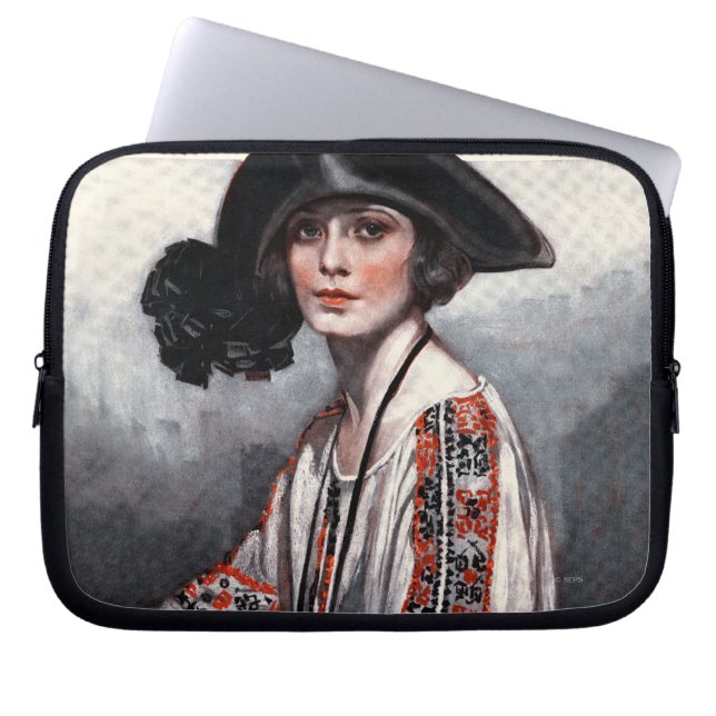 Protection Pour Ordinateur Portable Femme dans le chemisier brodé (Devant)
