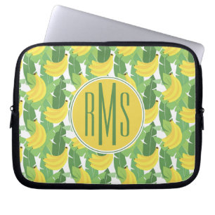 Protection Pour Ordinateur Portable Feuille de banane et monogramme du motif   de