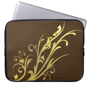 Protection Pour Ordinateur Portable Fleur d'or fausse de luxe abstrait