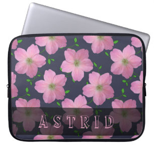 Protection Pour Ordinateur Portable Fleurs roses romantiques de géranium sur toute