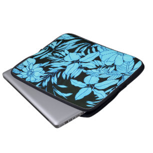 Protection Pour Ordinateur Portable Floral bleu