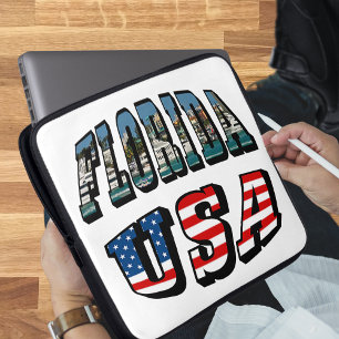 Protection Pour Ordinateur Portable Floride Photo et USA Flag Text