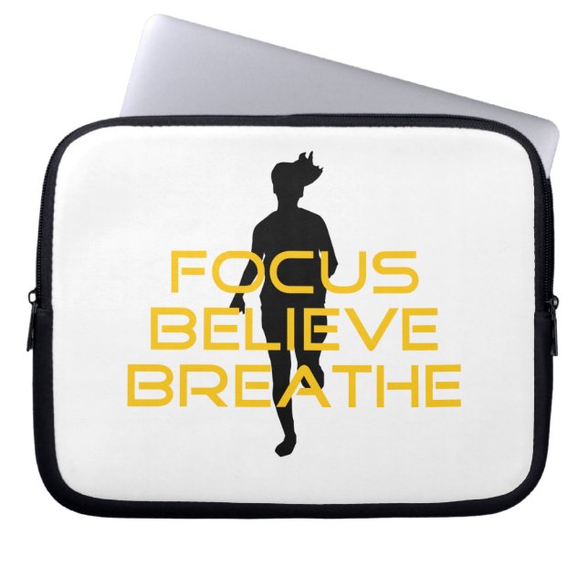 Protection Pour Ordinateur Portable Focus Croire Respirer Jaune Courir Fitness (Devant)