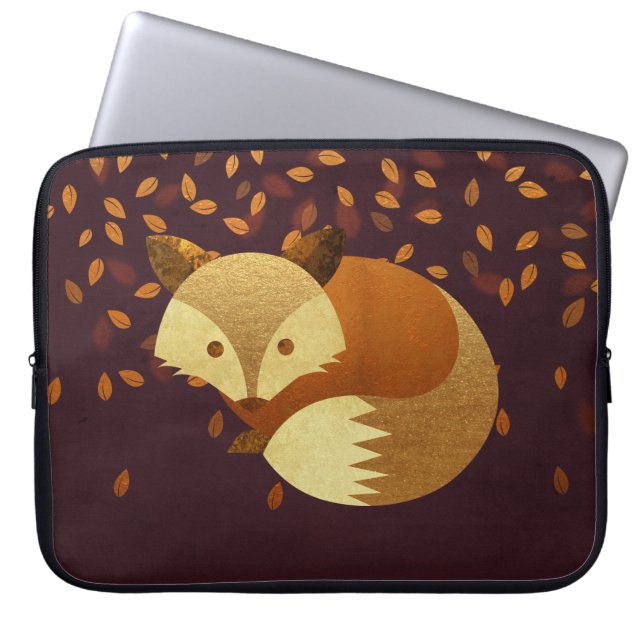 Protection Pour Ordinateur Portable Fox mignon d'automne (Devant)