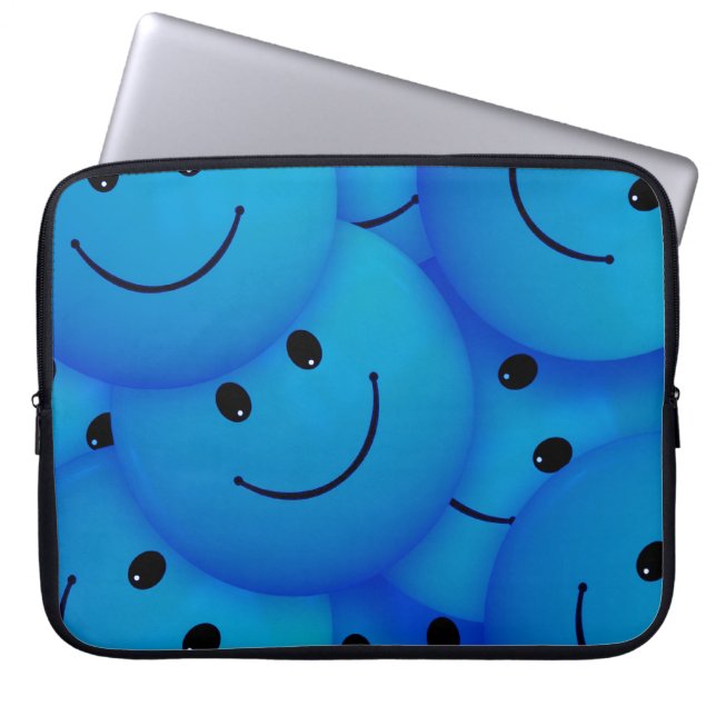 Protection Pour Ordinateur Portable Fun Cool Happy Blue Faces (Devant)
