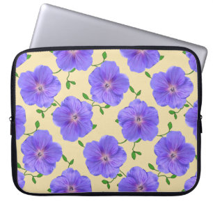 Protection Pour Ordinateur Portable Géranium bleu floral sur toute couleur