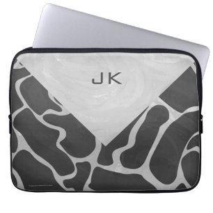 Protection Pour Ordinateur Portable Giraffe Monogramme noir et gris clair