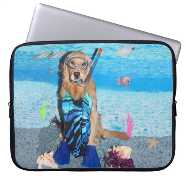 Protection Pour Ordinateur Portable Golden retriever Snorkeler (Devant)