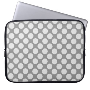 Protection Pour Ordinateur Portable Grands points rétro - tons gris / gris