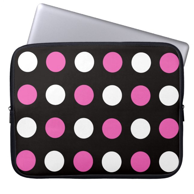 Protection Pour Ordinateur Portable Gras Pois noir rose blanc (Devant)