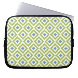 Protection Pour Ordinateur Portable Green and Blue Diamond Ikat Pattern