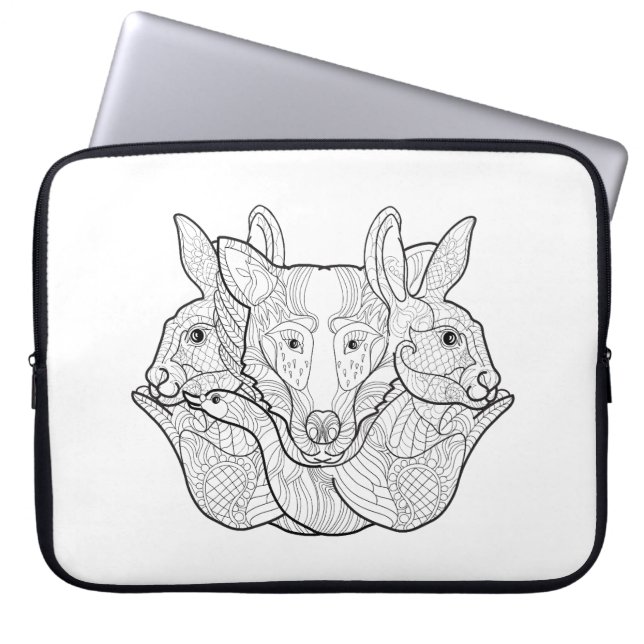 Protection Pour Ordinateur Portable Griffonnage animal de groupe (Devant)