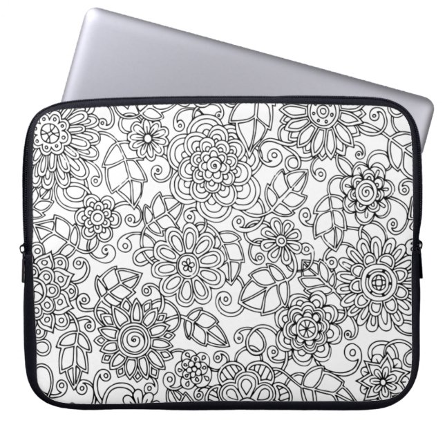 Protection Pour Ordinateur Portable Griffonnage floral ethnique (Devant)