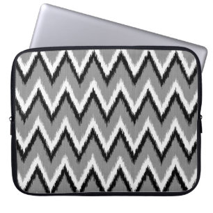 Protection Pour Ordinateur Portable Ikat Chevron Gris / Gris, Noir & Blanc