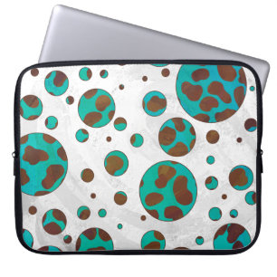 Protection Pour Ordinateur Portable Impression Brown et Turquoise dalmate